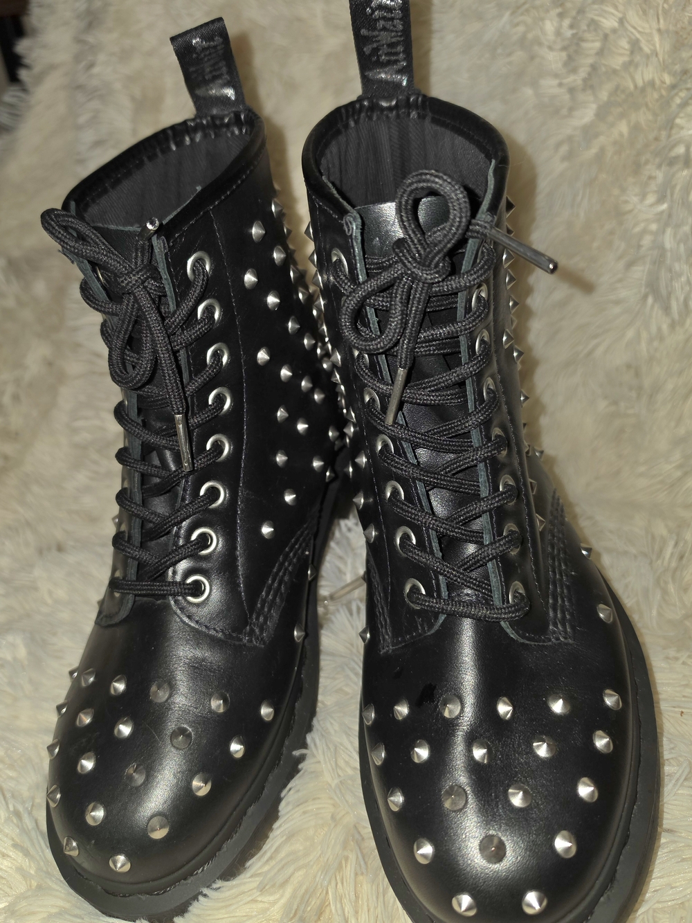 Dr. Martens Black Studded Lace-Up Combat Boots